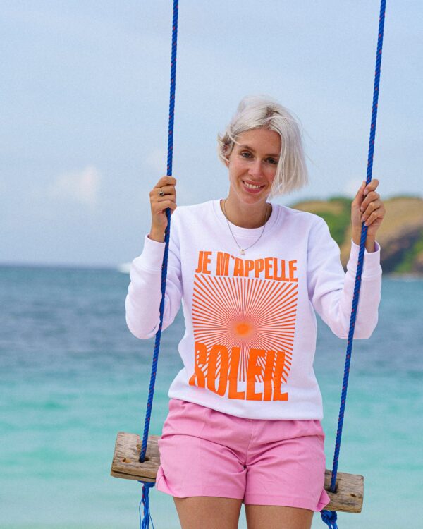 Je m'appelle soleil weiß / neon orange