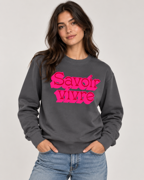 Savoir vivre Sweatshirt – Anthrazit / Neonpink