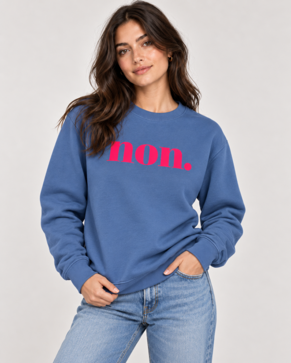 non. Sweatshirt – Blau / Neonpink